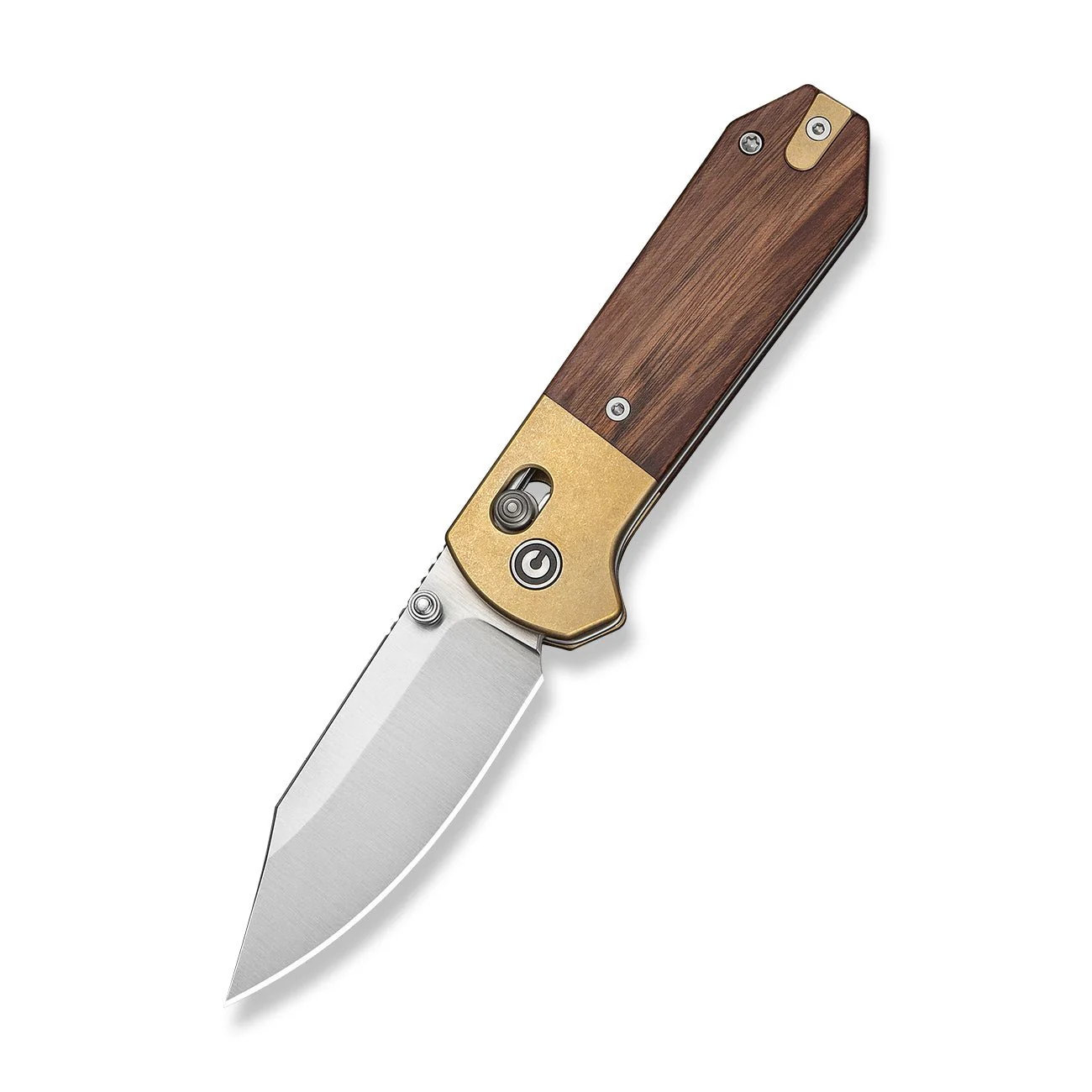 CIVIVI Yonder Clip Point Thumb Stud & Crossbar Lock Knife Guibourtia Wood Handle And Stonewashed Brass Bolsters (2.88" Satin Finished 14C28N Blade) C25026-1 - Image 3