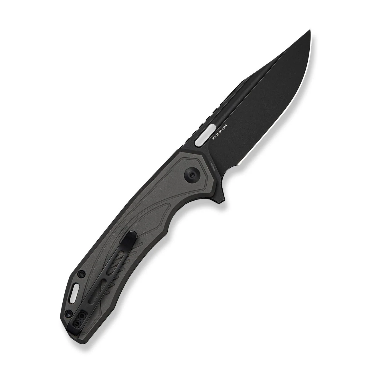 CIVIVI Zelthara Flipper & Thumb Hole Knife Gray Magnesium Handle (3.3" Black Stonewashed 14C28N Blade) C25076 Sample2 - Image 2